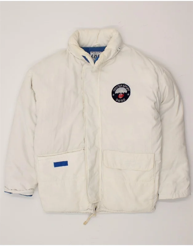 VINTAGE Mens Padded Jacket UK 36 Small White Polyamide