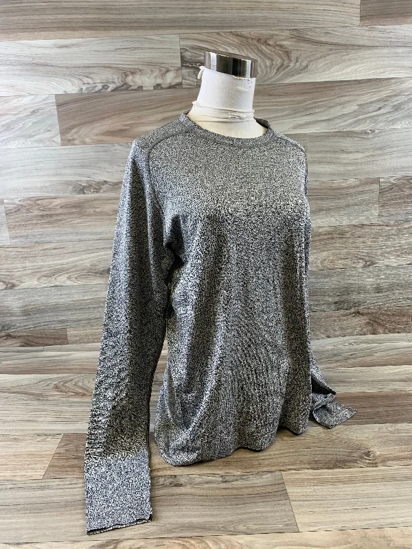 Athletic Top Long Sleeve Collar By Lululemon In Grey, Size: M