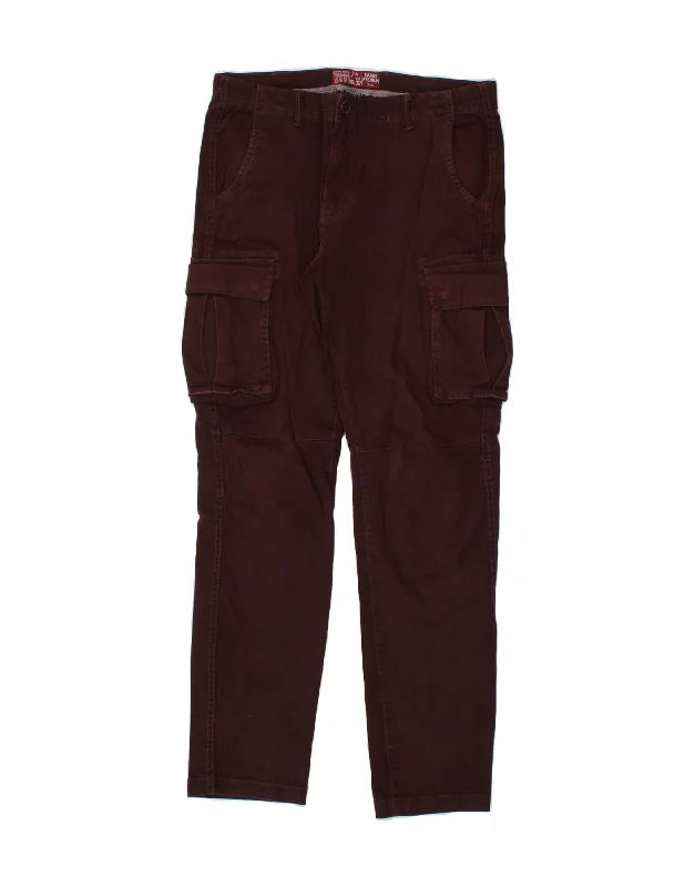 OVS Mens Slim Cargo Trousers  W32 L32 Burgundy