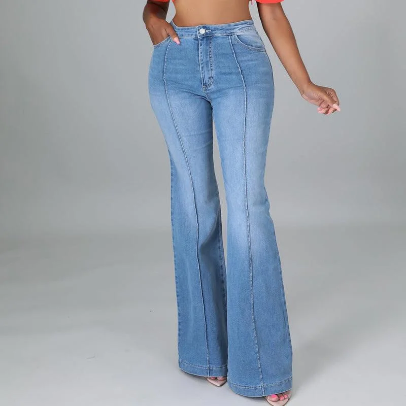 Elastic Flared Foldable Jeans