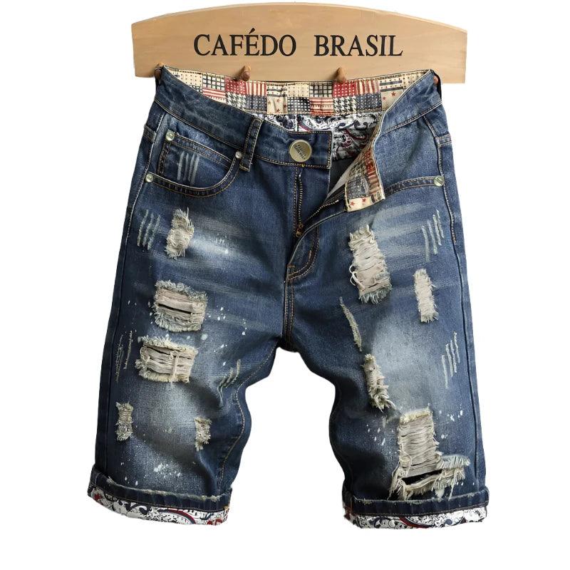 Casual Slim Fit Ripped Retro Short Jeans Male Brand