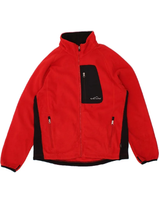 EDDIE BAUER Mens Fleece Jacket UK 40 Large Red Colourblock Polyester