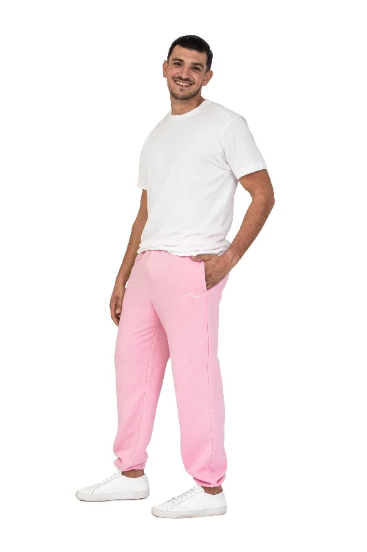 Men's premium fleece relaxed sweatpants in Vintage Bubble Gum Pink