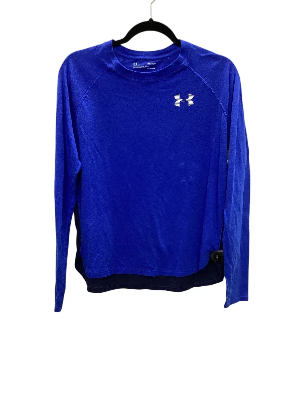 Athletic Top Long Sleeve Crewneck By Under Armour In Blue, Size: M