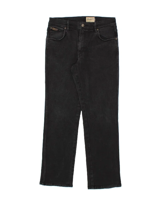 WRANGLER Mens Texas Straight Jeans W33 L32 Black Cotton