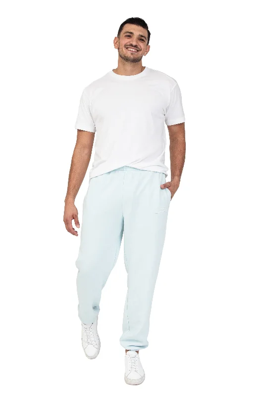 Men's premium fleece relaxed joggers in Vintage Ice Blue