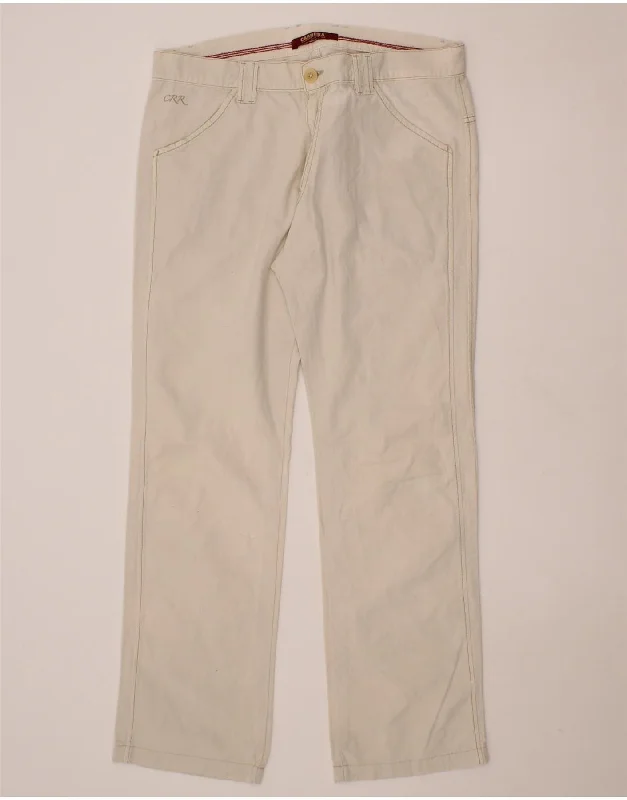 CARRERA Mens Straight Casual Trousers W36 L30 Off White Cotton