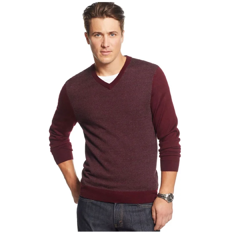 Club Room Mens Merino Wool Herringbone Jacquard Pullover Sweater