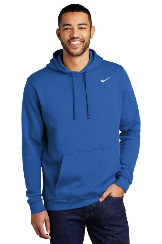 Nike Mens Club Fleece Hooded Sweatshirt Hoodie w/ Pouch Pocket - Royal Blue