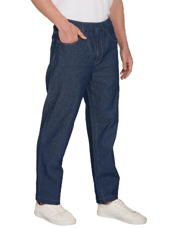 Turtle Bay New York Men's Casual Elastic Waist Denim & Twill Pull on Jeans Pants