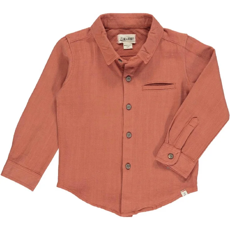 Boy's Atwood Woven Shirt In Rust Gauze