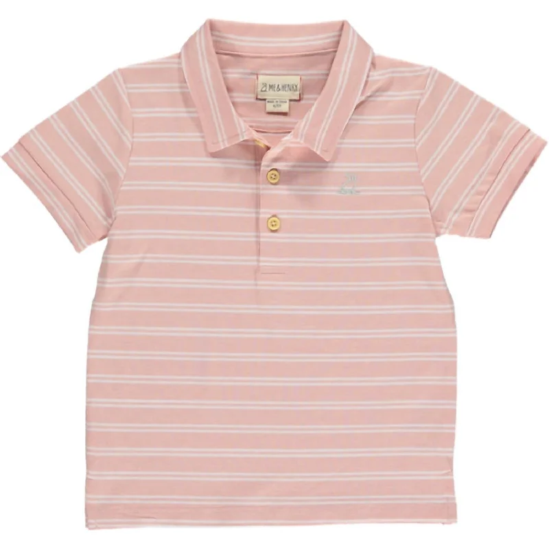 Boy's Flagstaff Polo In Pink & White Stripe