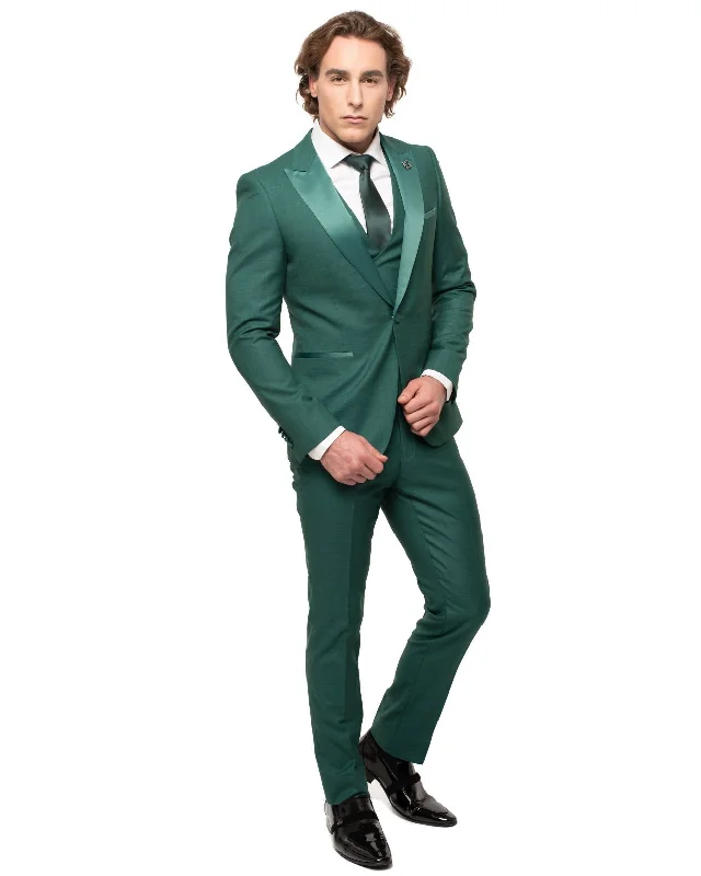 Giovanni Testi 1 Button Peak Lapel Forest Green Tuxedo GT1PA+V-1501