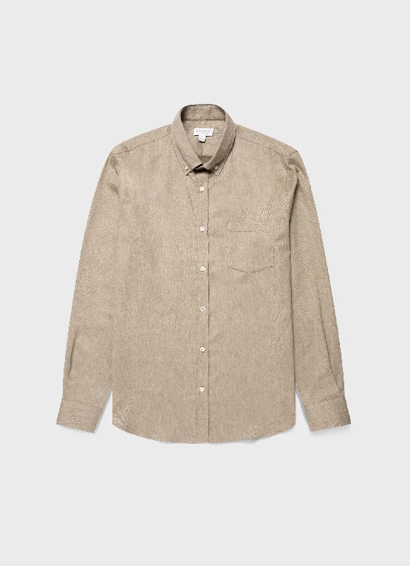 Men's Button Down Flannel Shirt in Sandstone