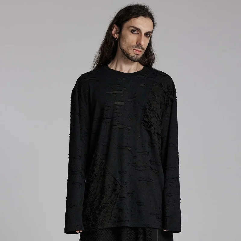 Men's Gothic Ripped Mesh Shirt