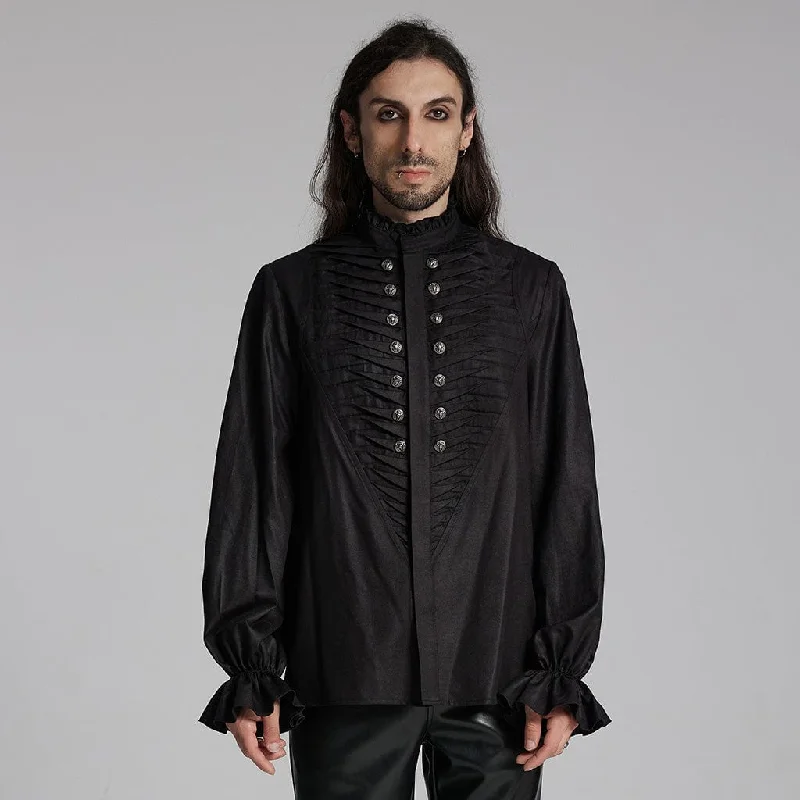 Men's Gothic Ruffled Beast Buckle Shirt