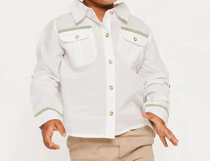 Sea Shirt In Cloud With Grass Trim